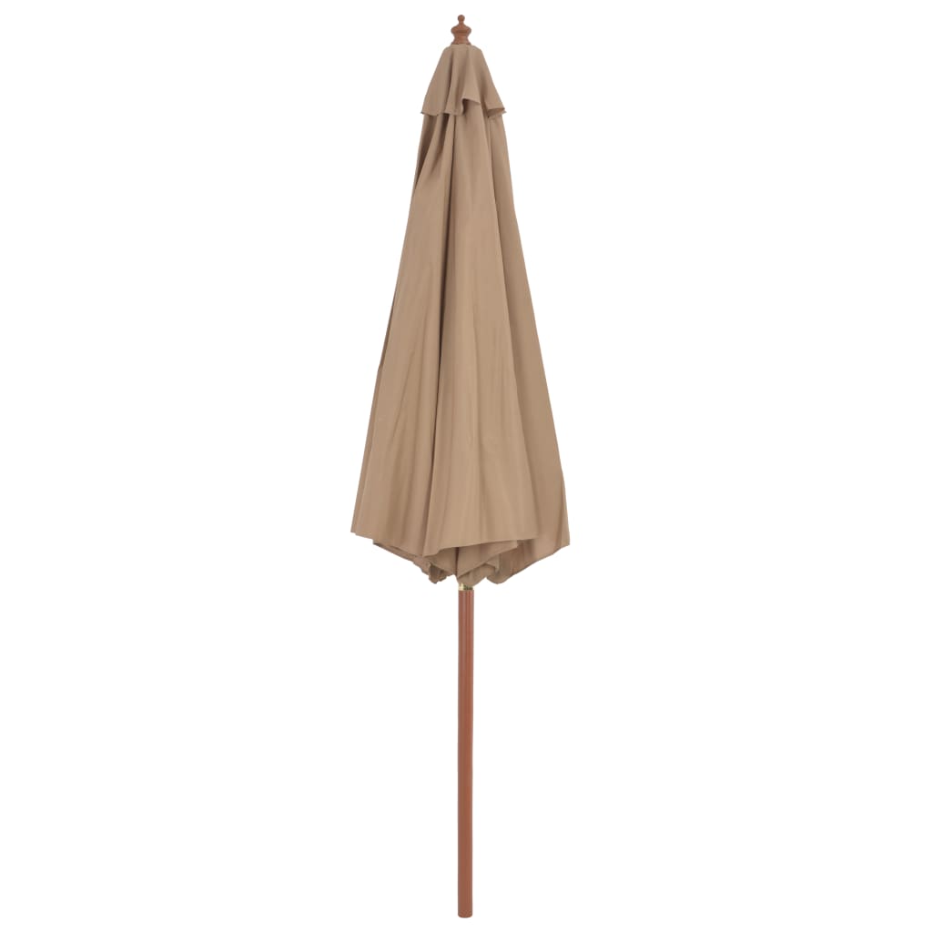 Parasol avec mât en bois 300 cm taupe