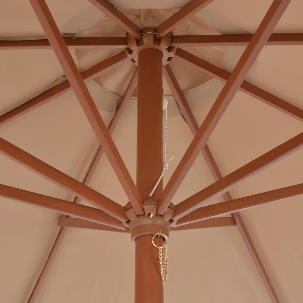 Parasol avec mât en bois 300 cm taupe