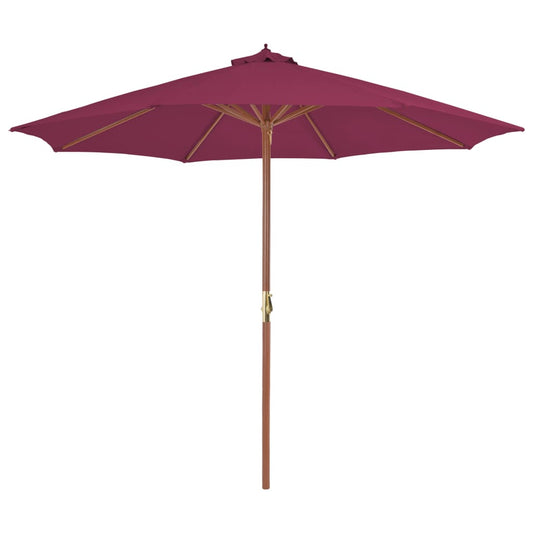 Parasol avec mât en bois 300 cm Rouge Bordeaux