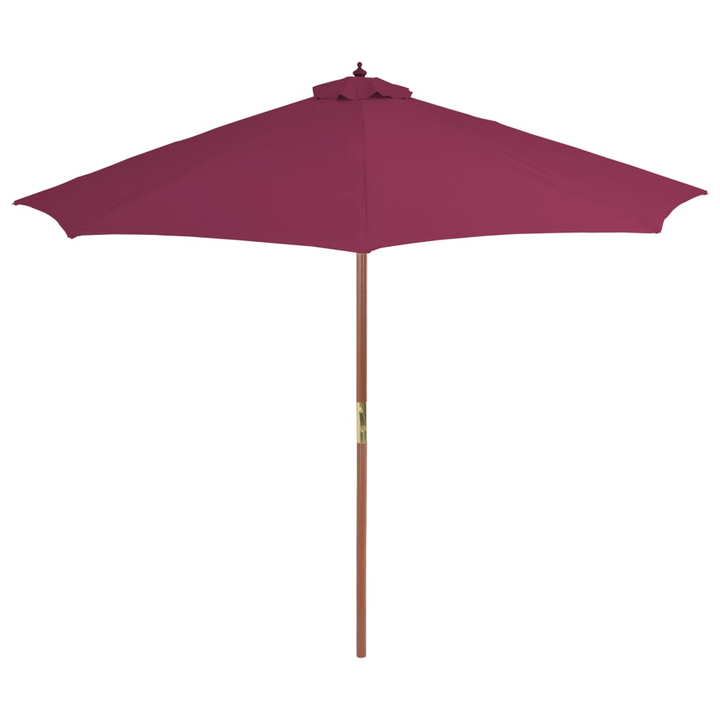 Parasol avec mât en bois 300 cm Rouge Bordeaux