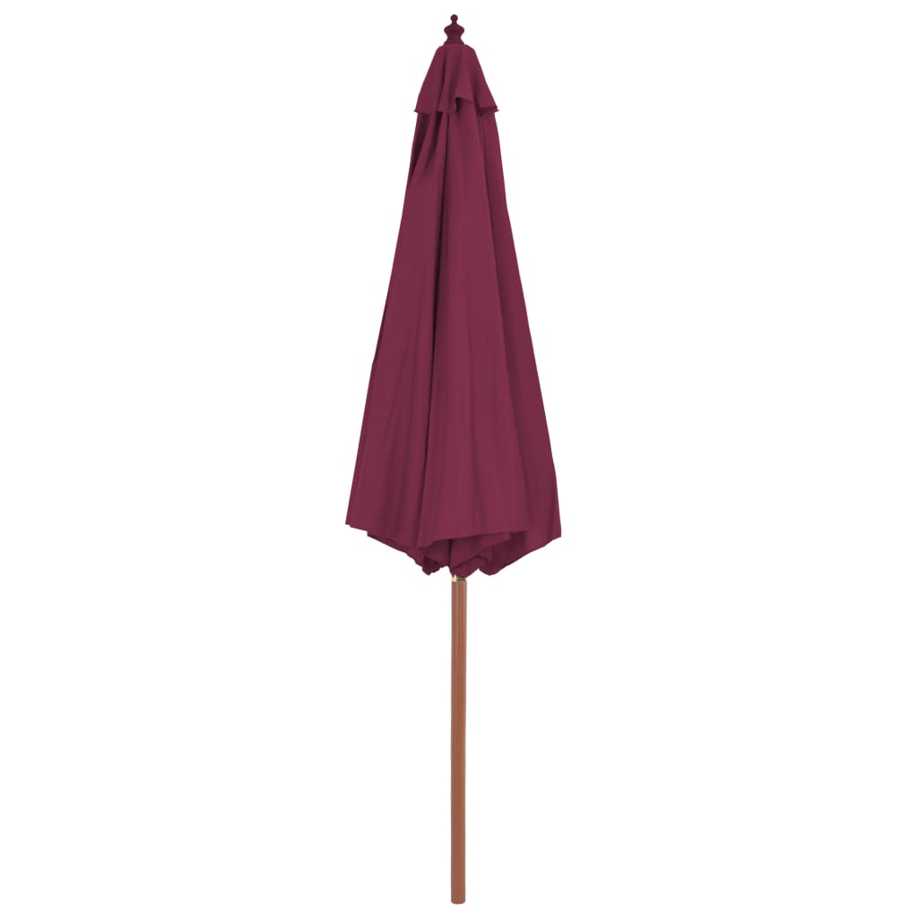 Parasol avec mât en bois 300 cm Rouge Bordeaux