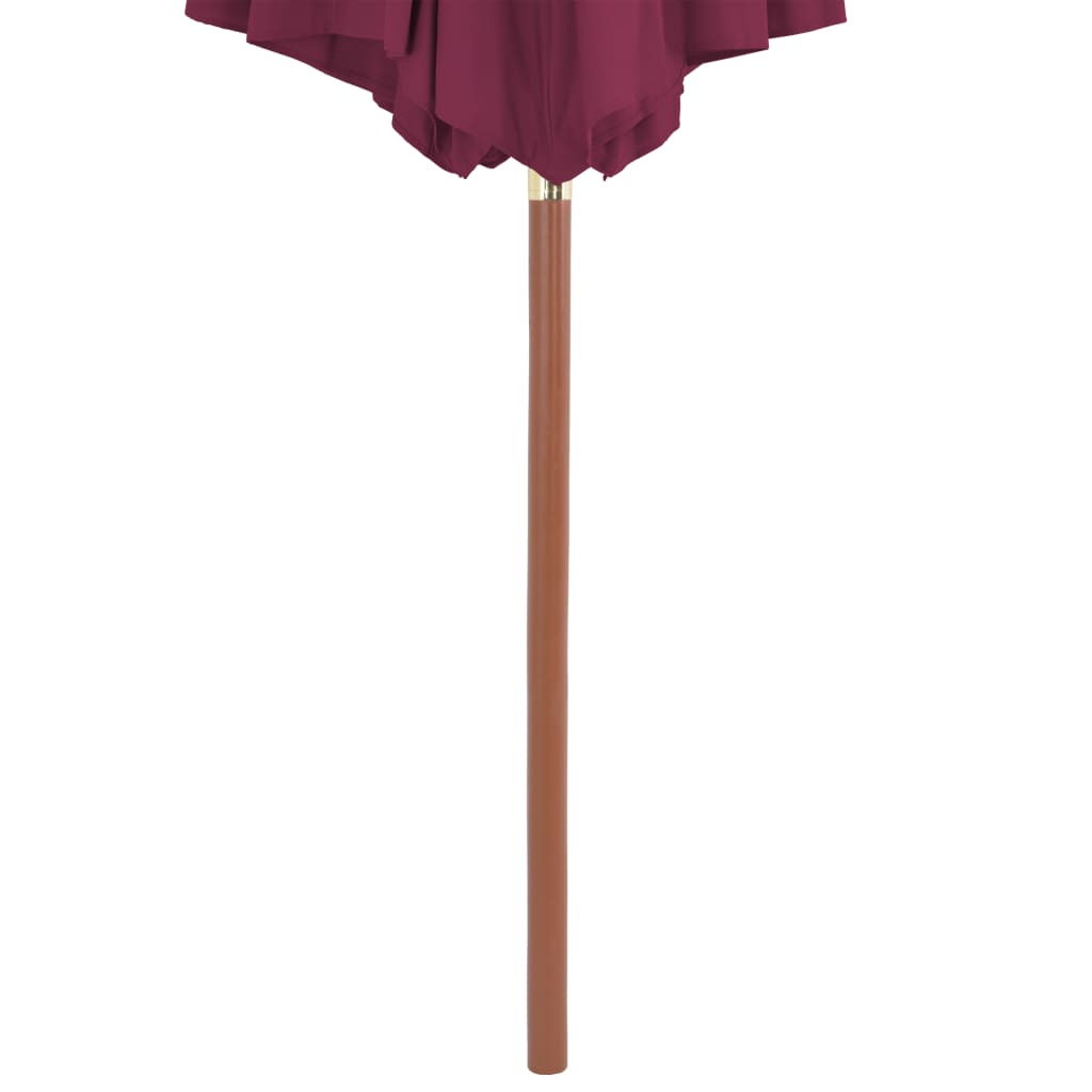 Parasol avec mât en bois 300 cm Rouge Bordeaux