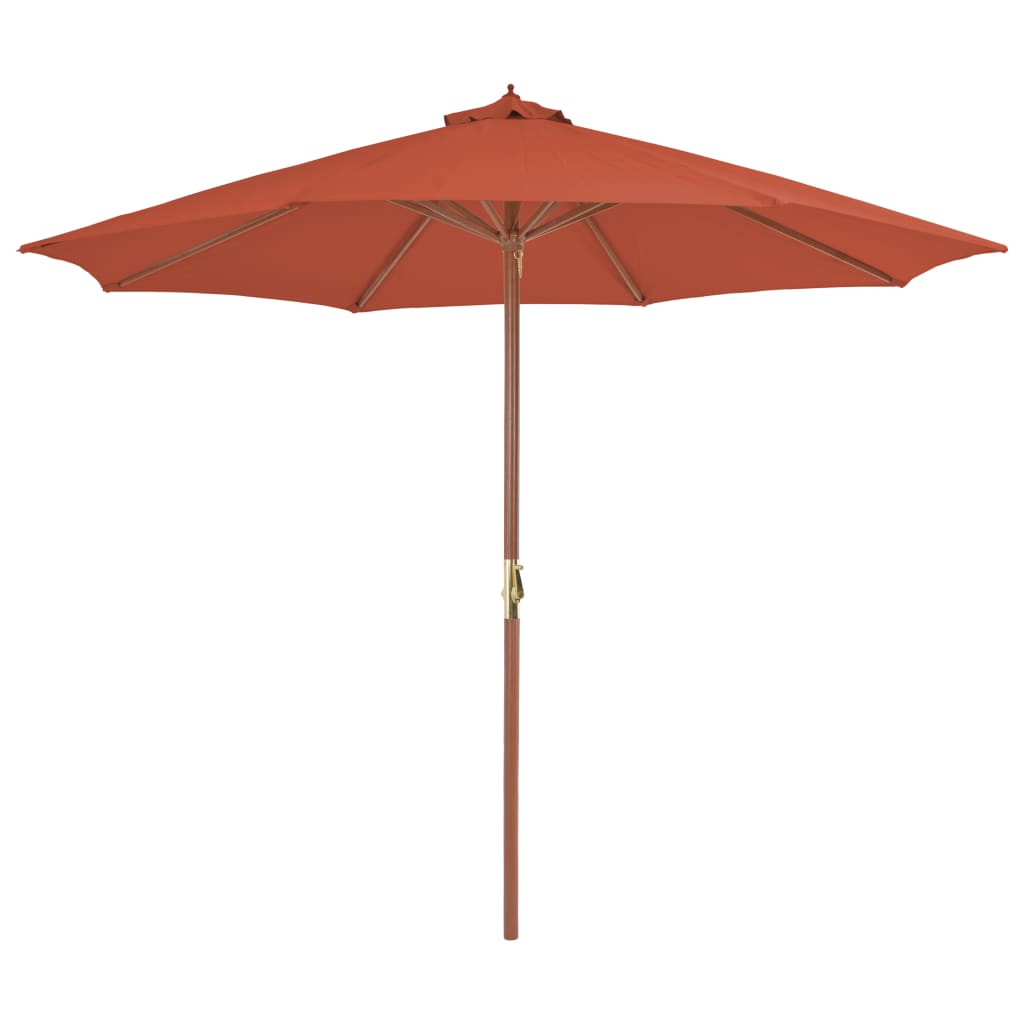 Parasol avec mât en bois 300 cm terre cuite