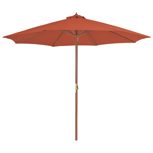 Parasol avec mât en bois 300 cm terre cuite