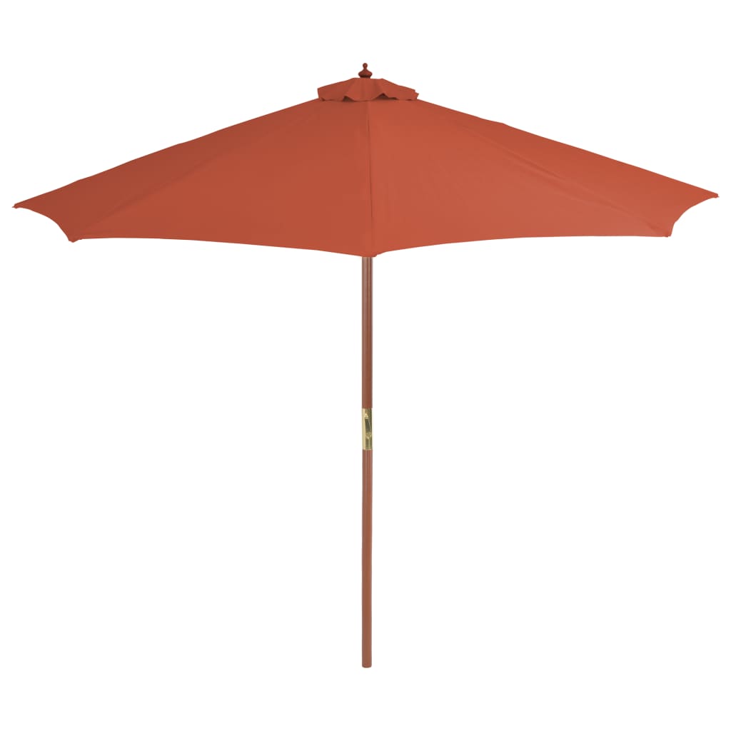 Parasol avec mât en bois 300 cm terre cuite