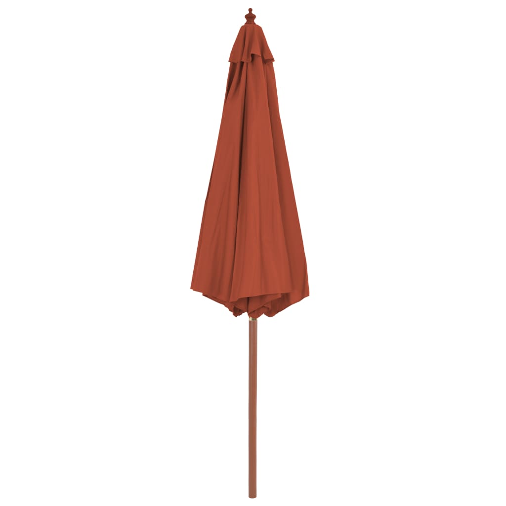 Parasol avec mât en bois 300 cm terre cuite