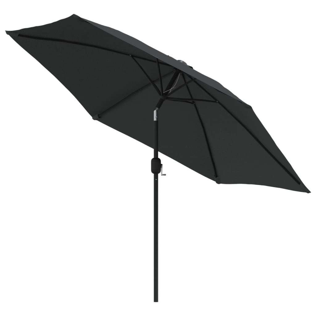 Parasol avec lumières LED et mât en acier 300 cm anthracite