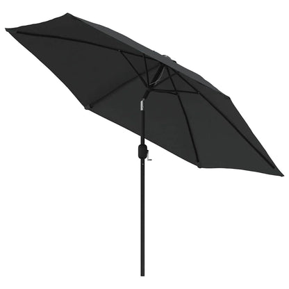 Sonnenschirm mit LED-Leuchten und Stahlmast 300 cm Anthrazit