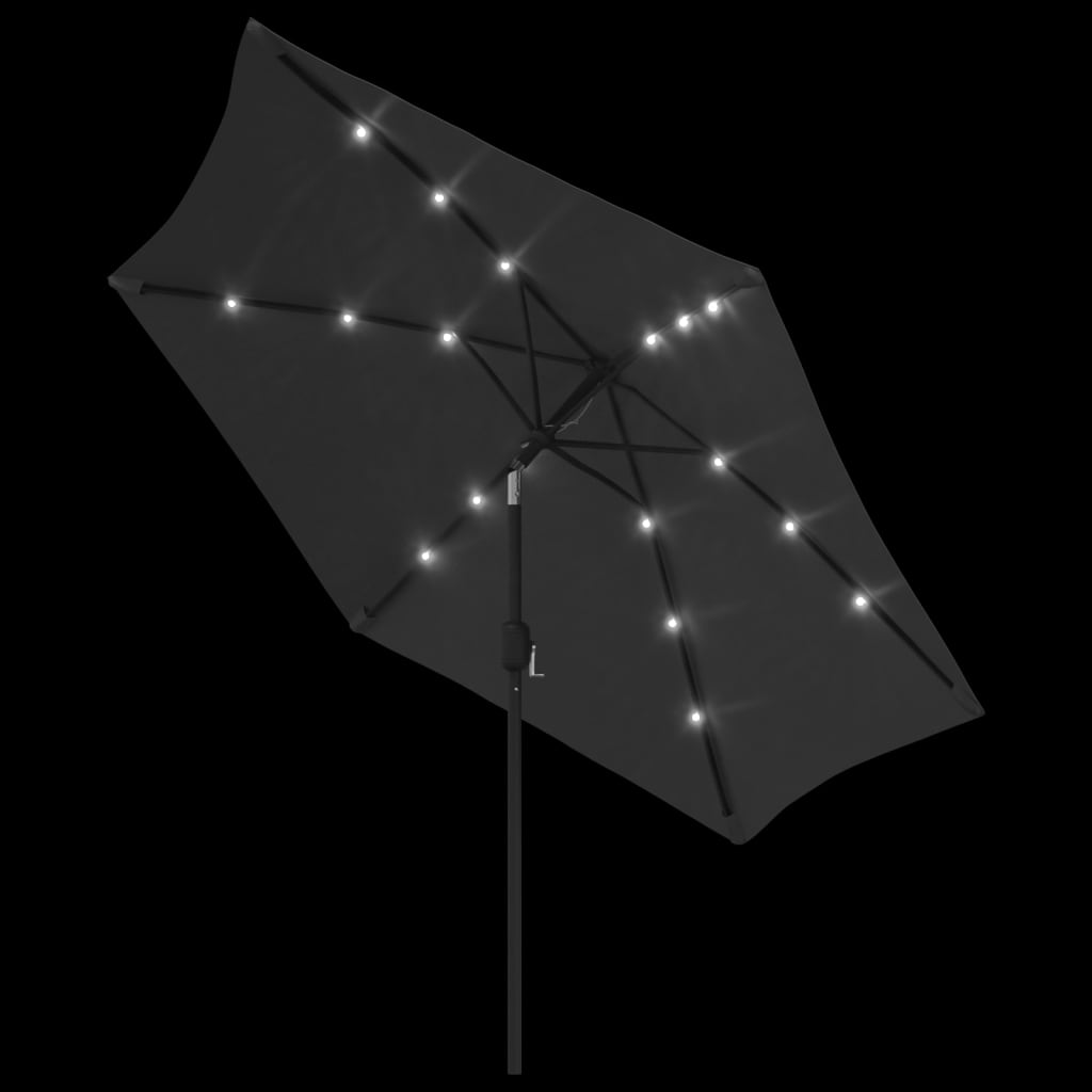 Parasol avec lumières LED et mât en acier 300 cm anthracite