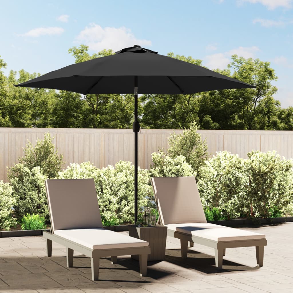 Parasol avec lumières LED et mât en acier 300 cm anthracite