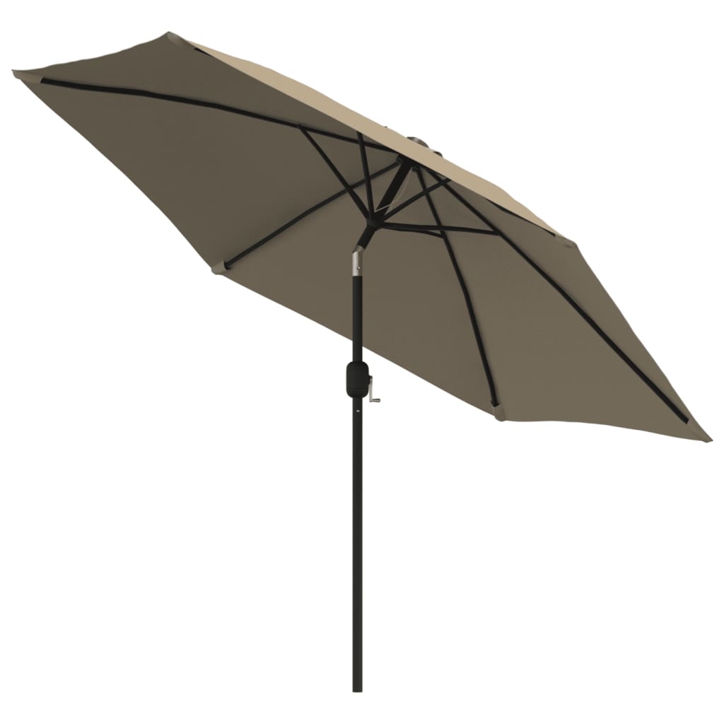 Parasol avec lumières LED et mât en acier 300 cm taupe