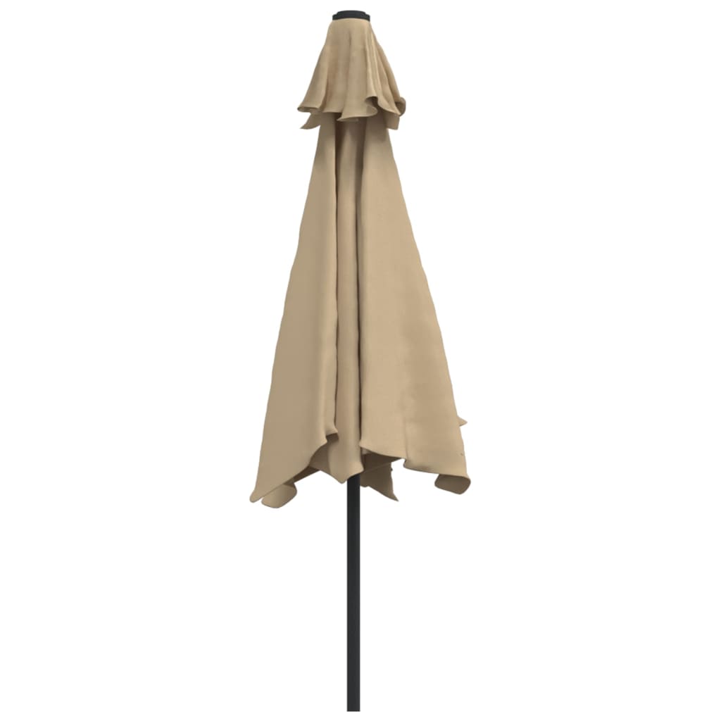 Parasol avec lumières LED et mât en acier 300 cm taupe