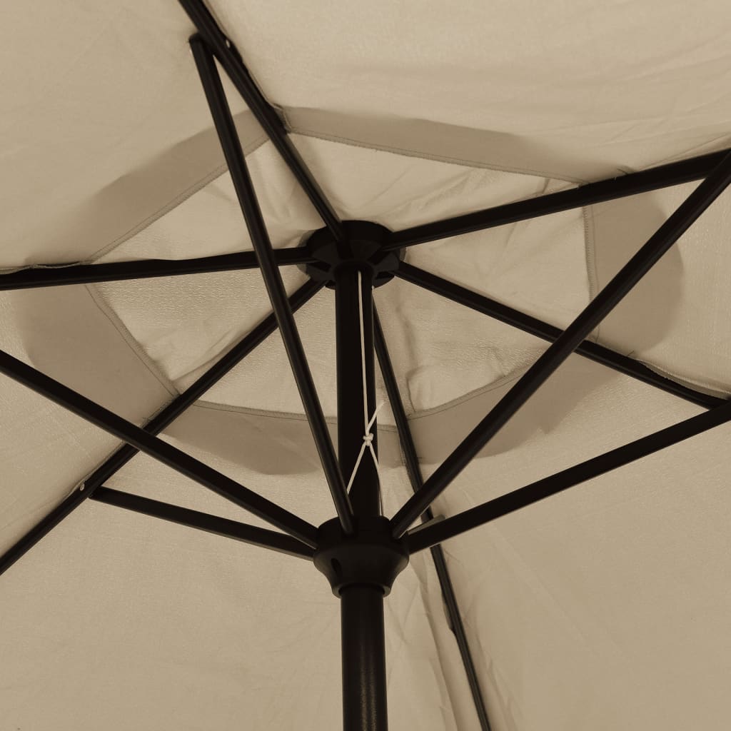 Parasol avec lumières LED et mât en acier 300 cm taupe