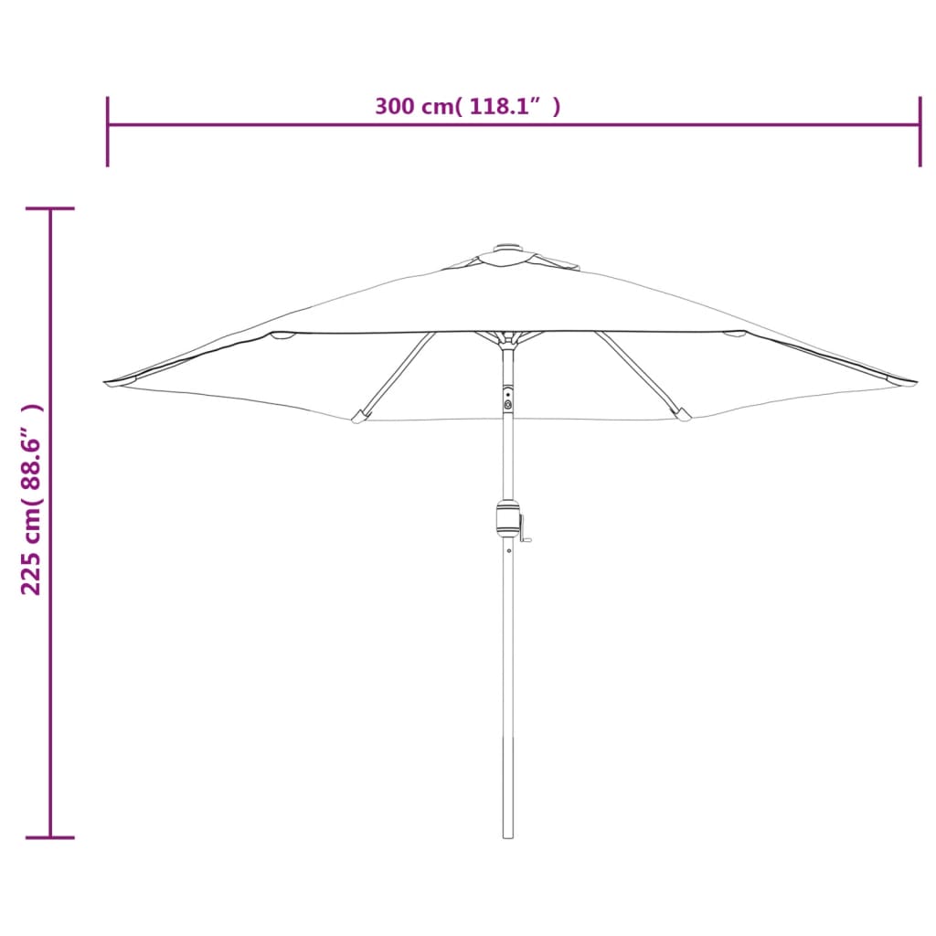 Sonnenschirm mit LED-Leuchten und Stahlmast 300 cm Taupe