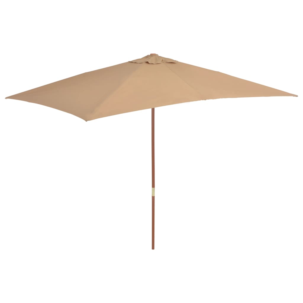 Parasol avec mât en bois 200×300 cm taupe