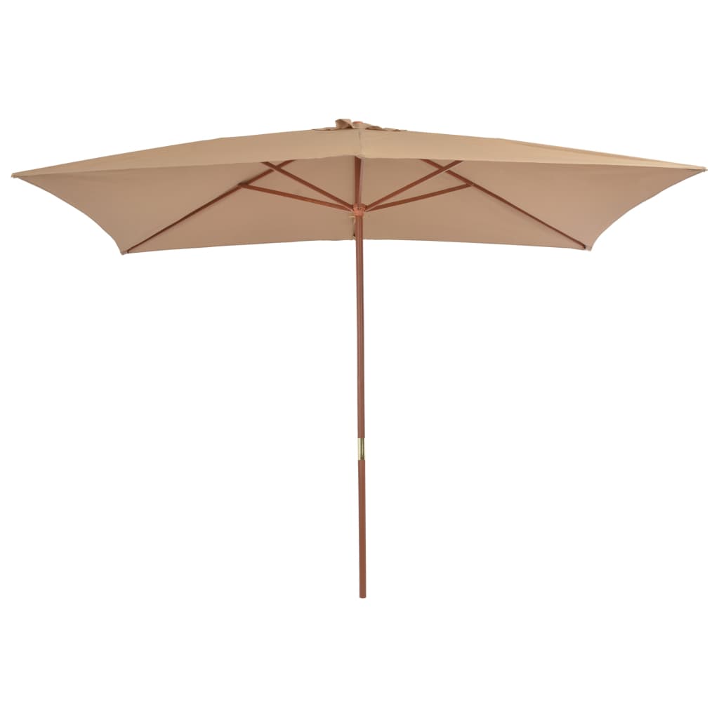 Parasol avec mât en bois 200×300 cm taupe