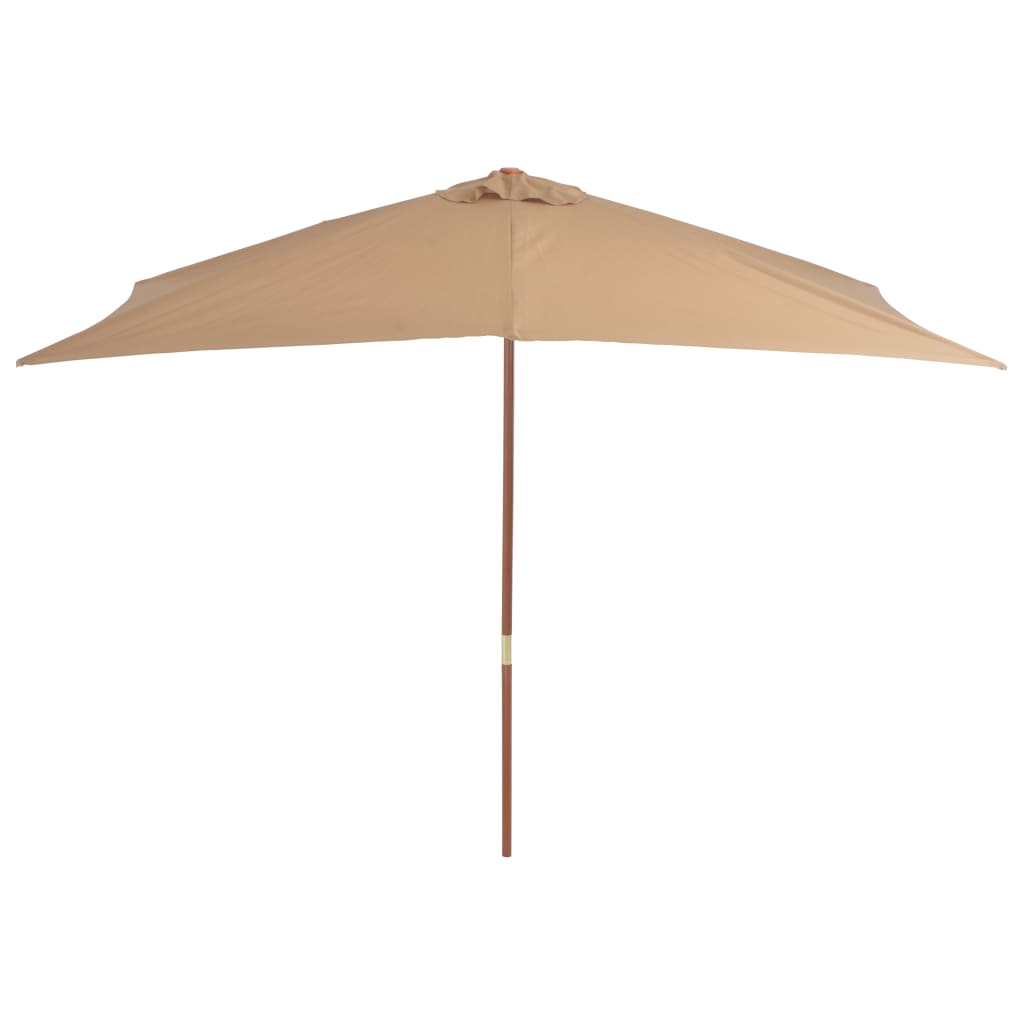 Parasol avec mât en bois 200×300 cm taupe