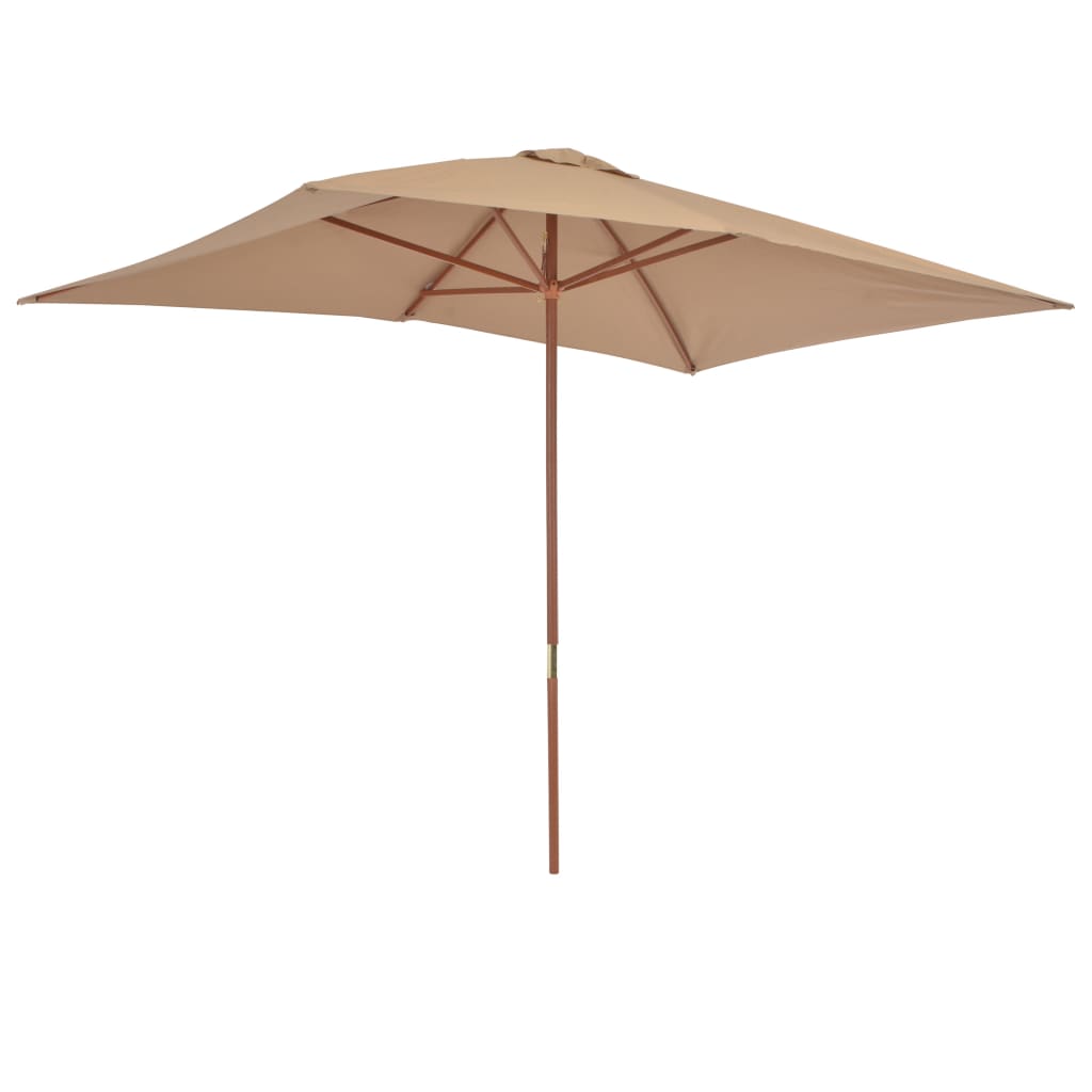 Parasol avec mât en bois 200×300 cm taupe