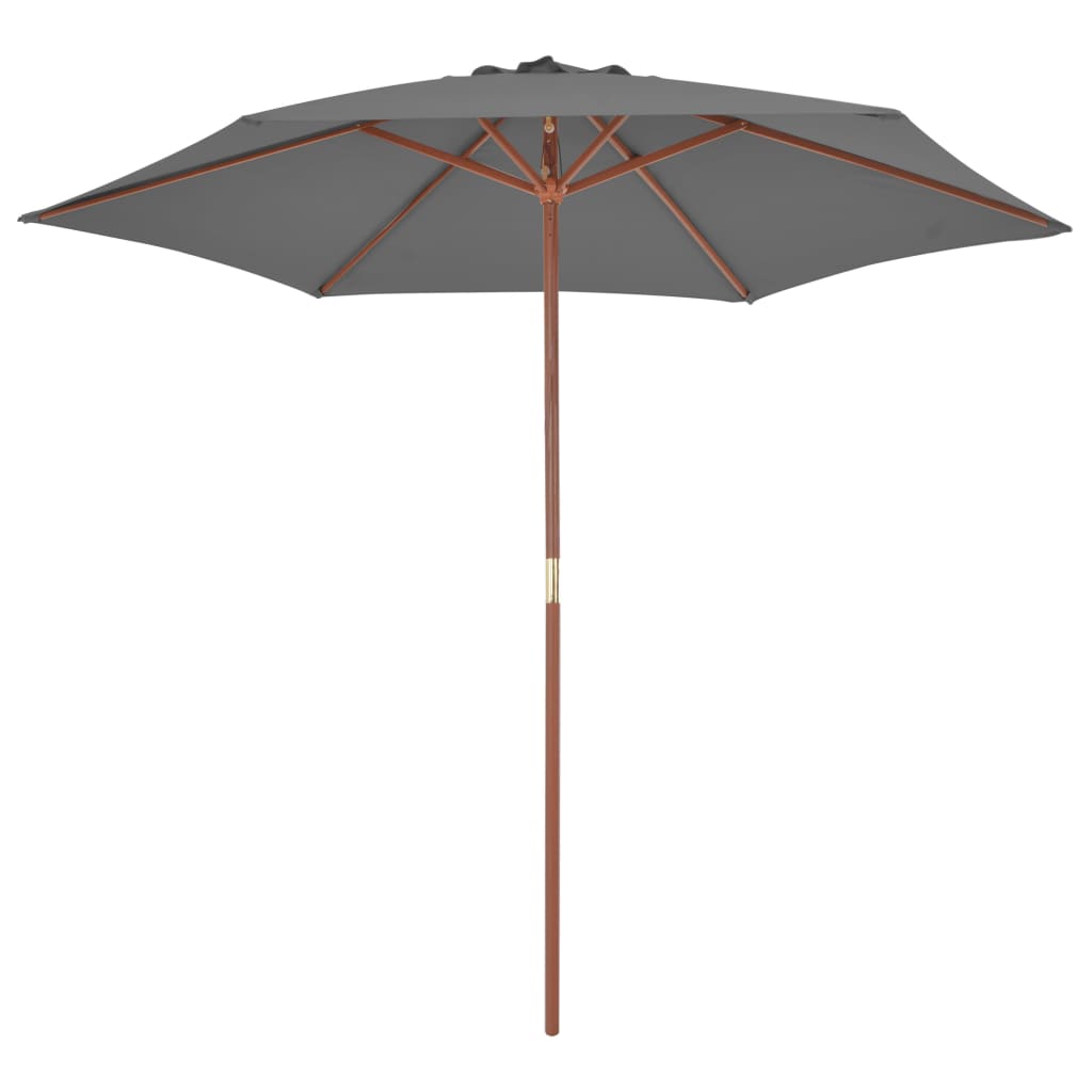 Parasol avec mât en bois 270 cm anthracite