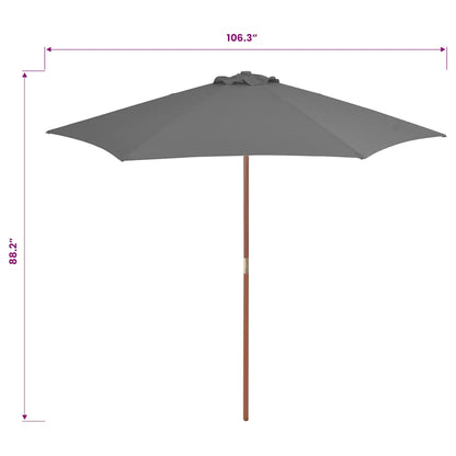 Sonnenschirm mit Holz-Mast 270 cm Anthrazit