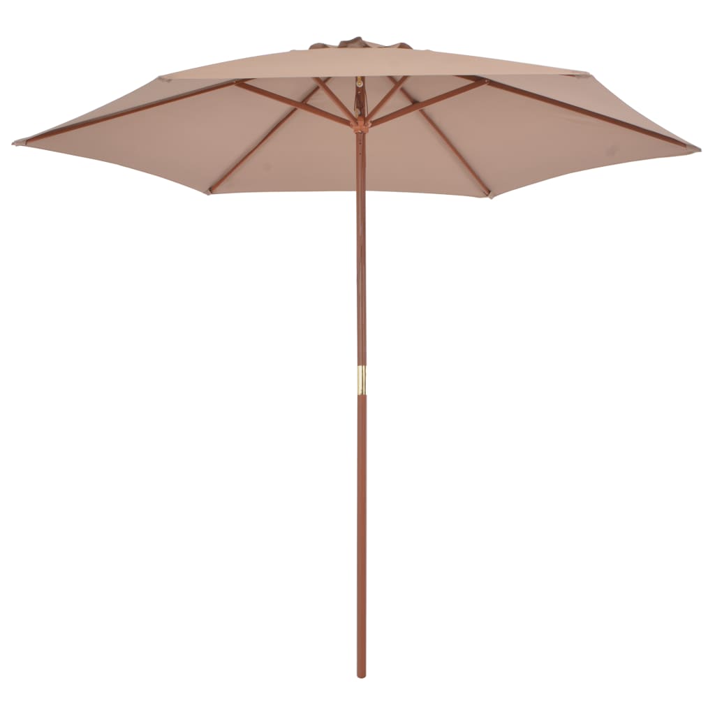 Parasol avec mât en bois 270 cm taupe