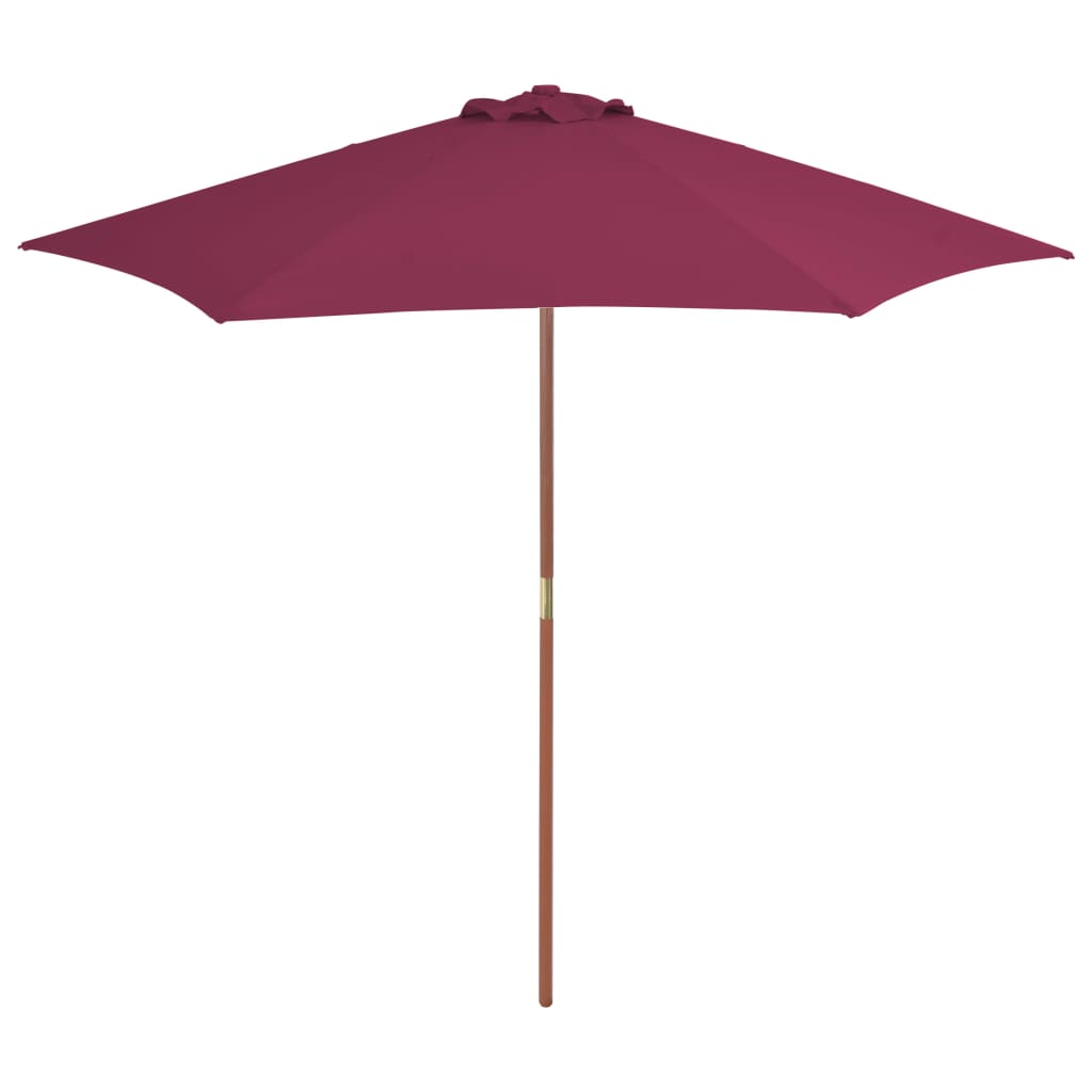 Parasol avec mât en bois 270 cm Rouge Bordeaux