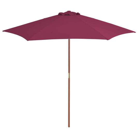 Parasol avec mât en bois 270 cm Rouge Bordeaux