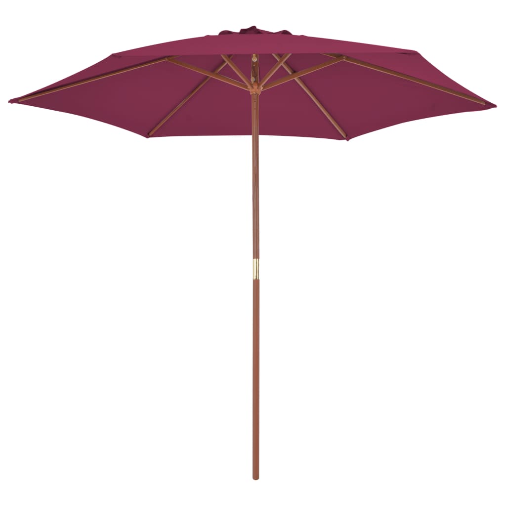 Parasol avec mât en bois 270 cm Rouge Bordeaux