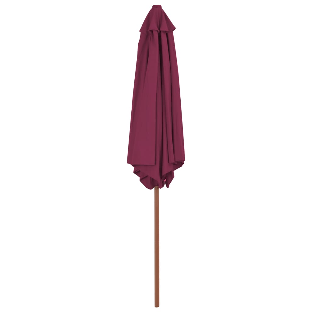 Parasol avec mât en bois 270 cm Rouge Bordeaux