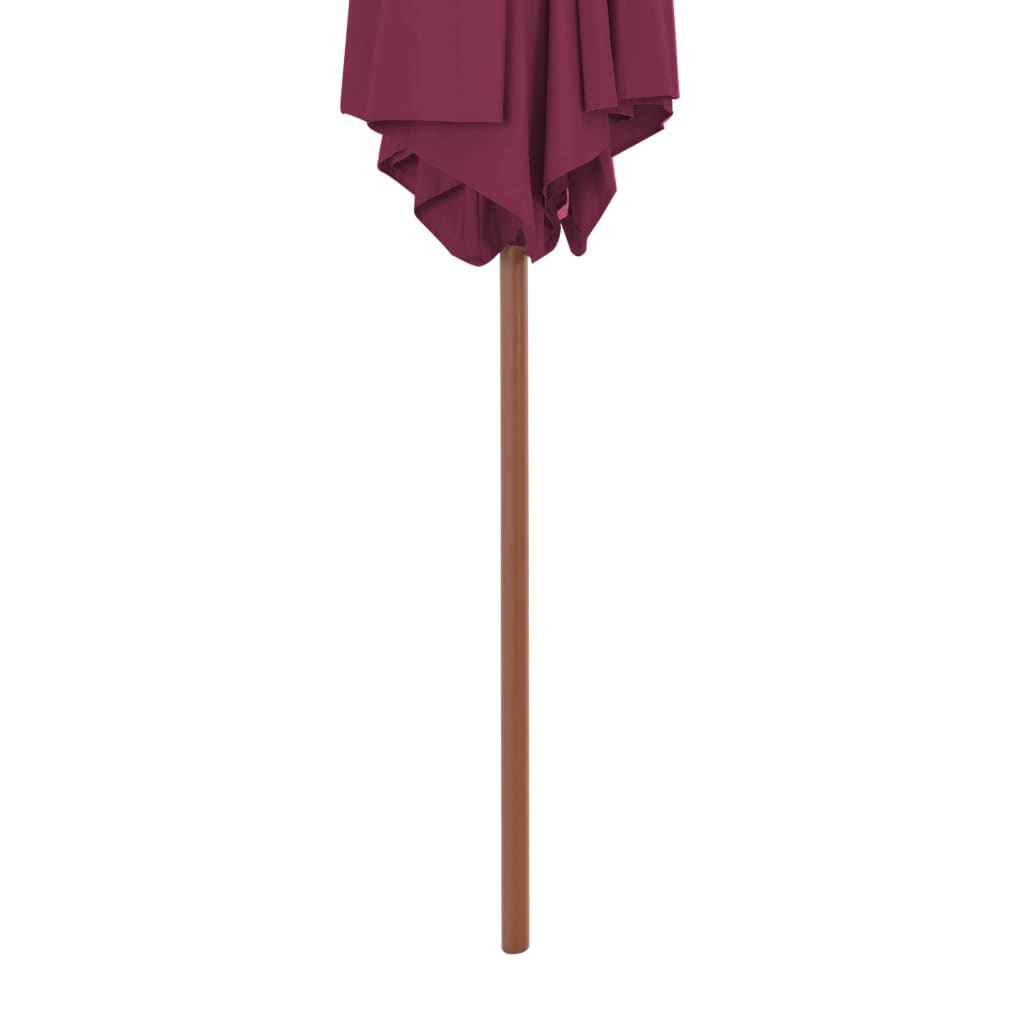 Parasol avec mât en bois 270 cm Rouge Bordeaux