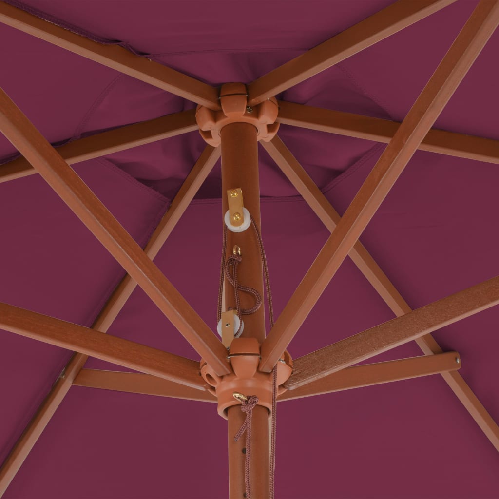 Parasol avec mât en bois 270 cm Rouge Bordeaux