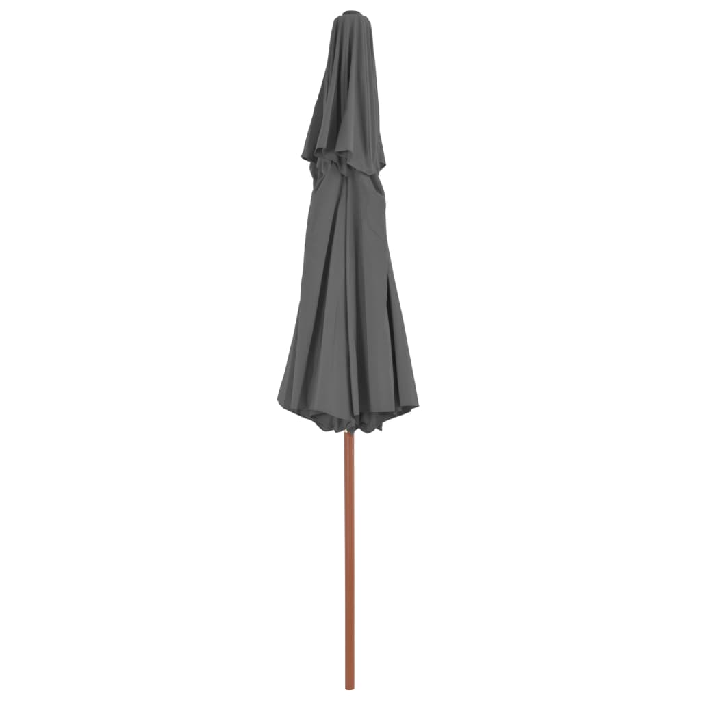 Parasol à double toit et mât en bois 270 cm anthracite