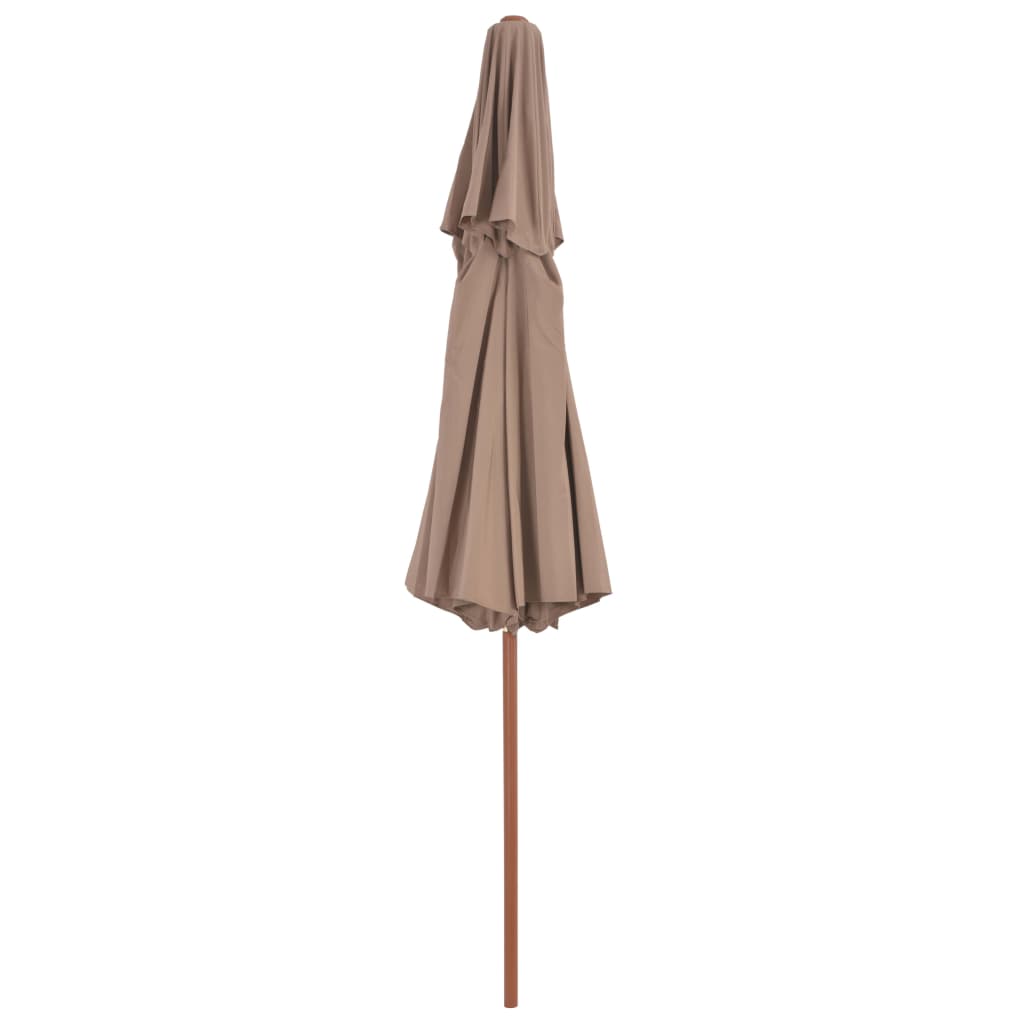 Parasol à double toit et mât en bois 270 cm taupe