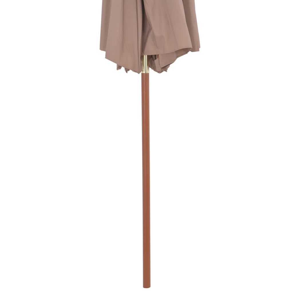 Parasol à double toit et mât en bois 270 cm taupe