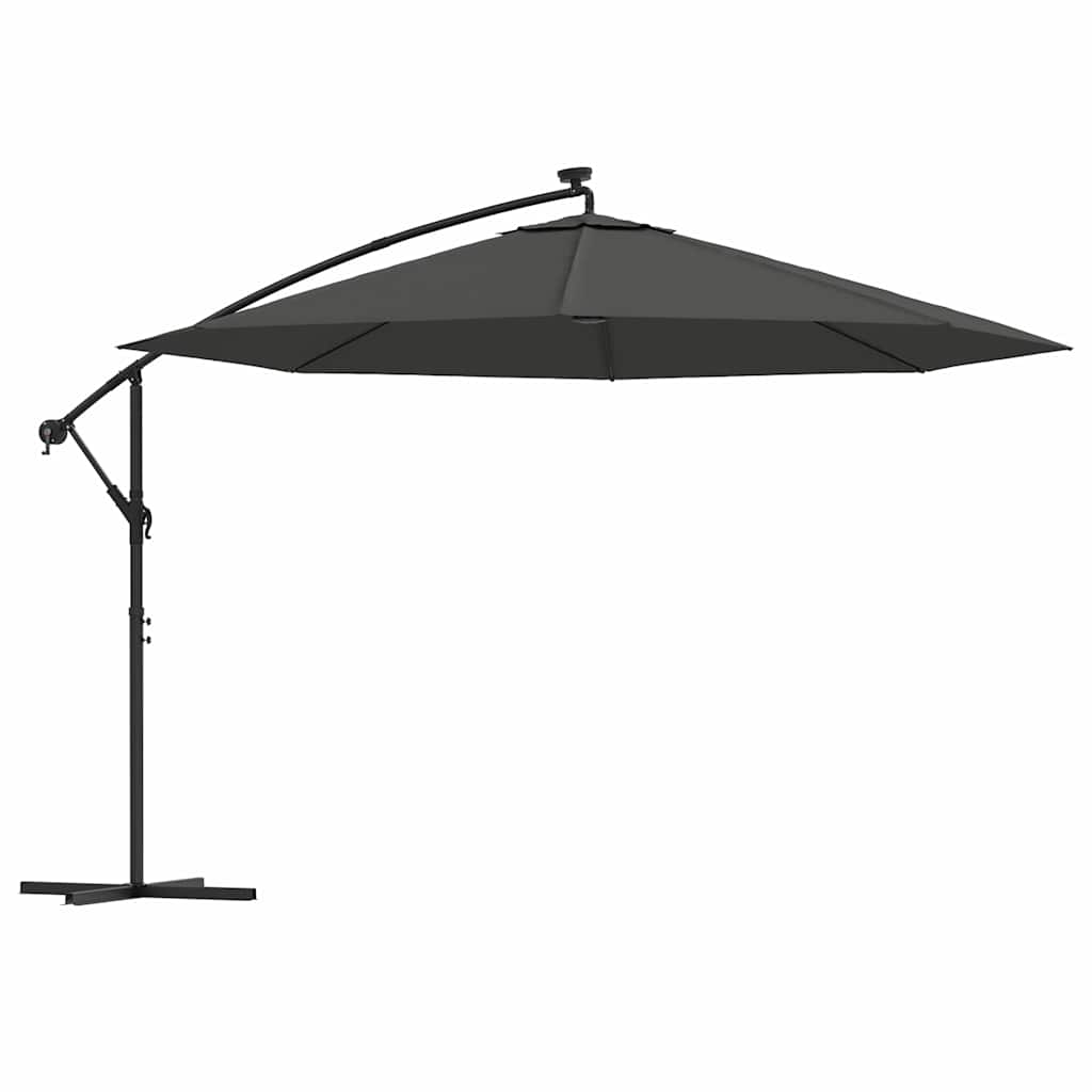 Ampelschirm mit LED-Beleuchtung und Metall-Mast 350cm Anthrazit