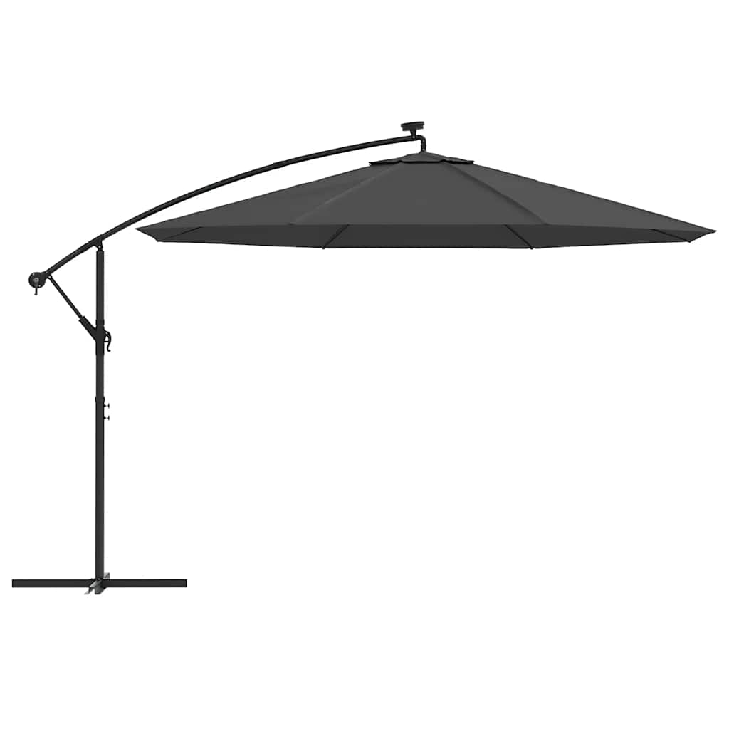 Ampelschirm mit LED-Beleuchtung und Metall-Mast 350cm Anthrazit