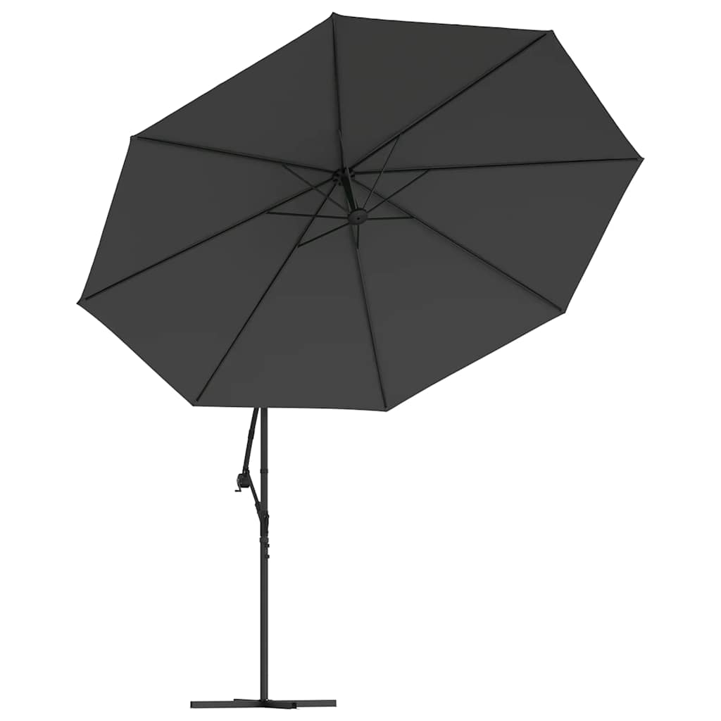 Ampelschirm mit LED-Beleuchtung und Metall-Mast 350cm Anthrazit