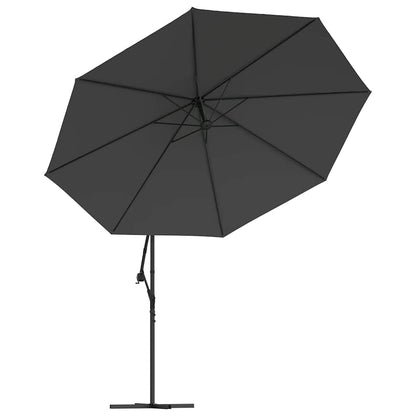 Ampelschirm mit LED-Beleuchtung und Metall-Mast 350cm Anthrazit