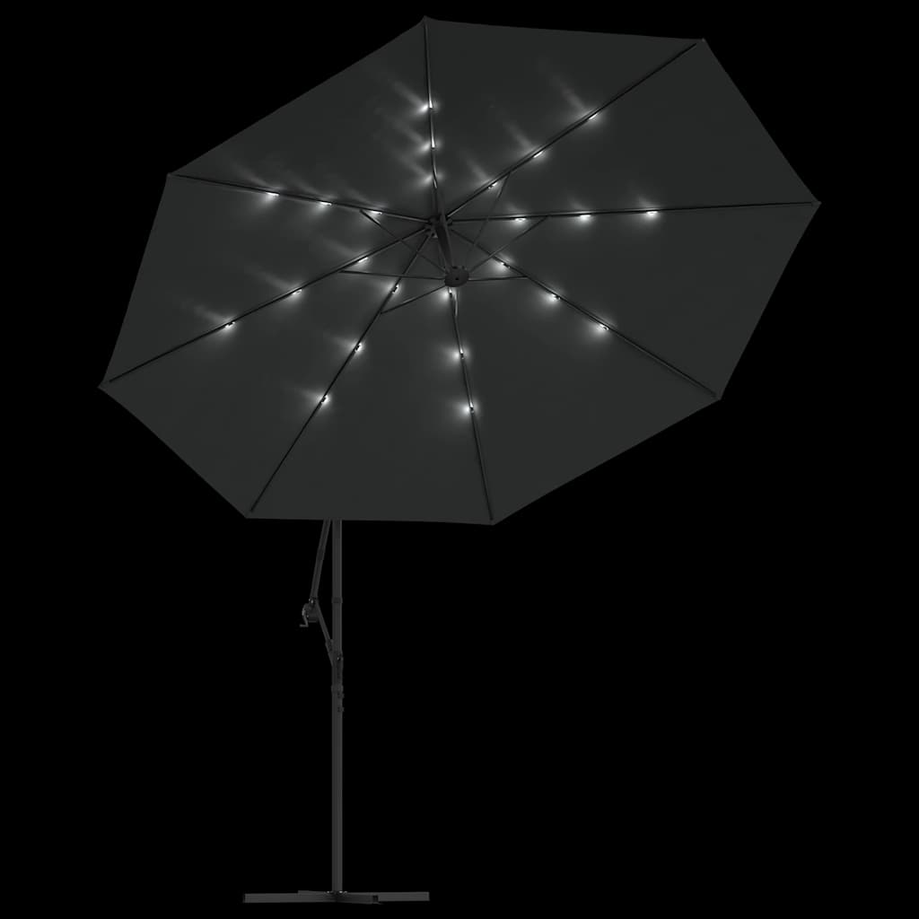 Ampelschirm mit LED-Beleuchtung und Metall-Mast 350cm Anthrazit