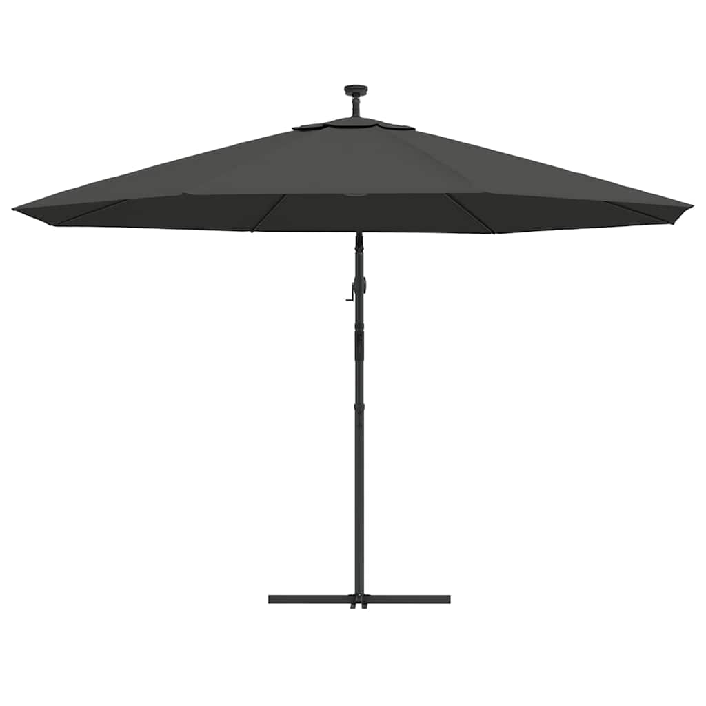 Ampelschirm mit LED-Beleuchtung und Metall-Mast 350cm Anthrazit
