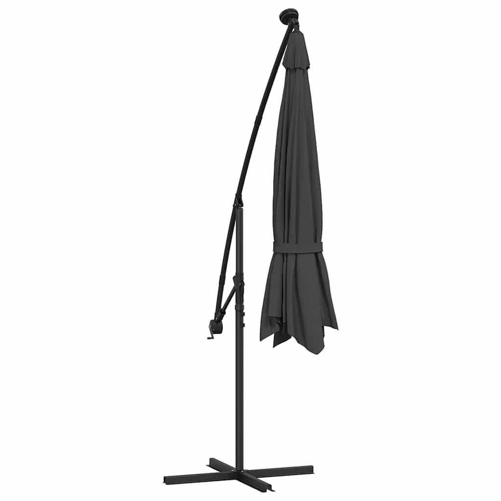 Ampelschirm mit LED-Beleuchtung und Metall-Mast 350cm Anthrazit