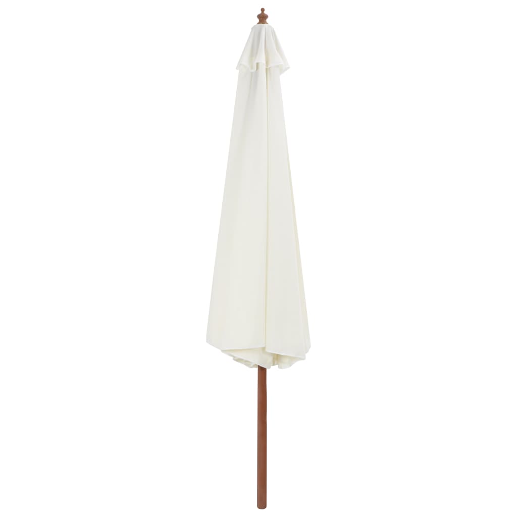 Parasol avec mât en bois 350 cm blanc sable