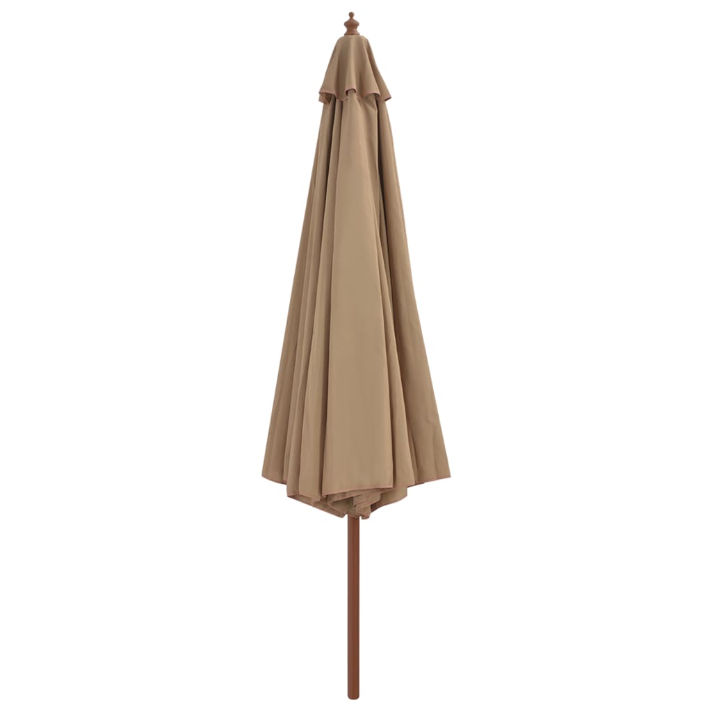 Parasol avec mât en bois 350 cm taupe