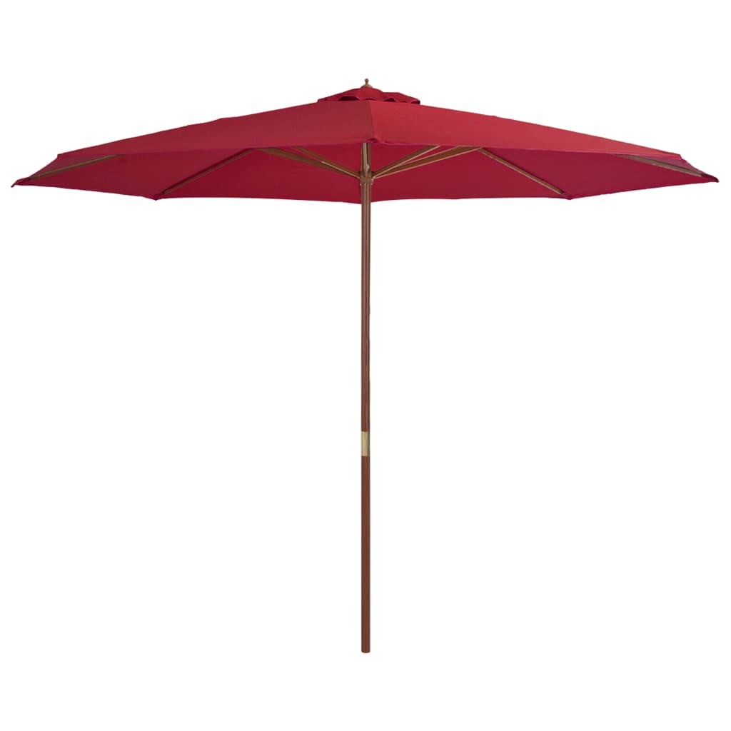 Parasol avec mât en bois 350 cm bordeaux