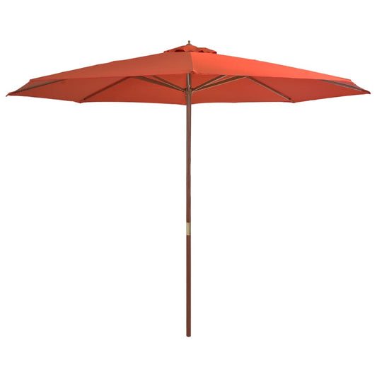 Parasol avec mât en bois 350 cm terre cuite