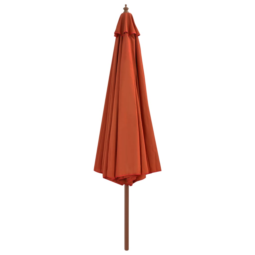 Parasol avec mât en bois 350 cm terre cuite