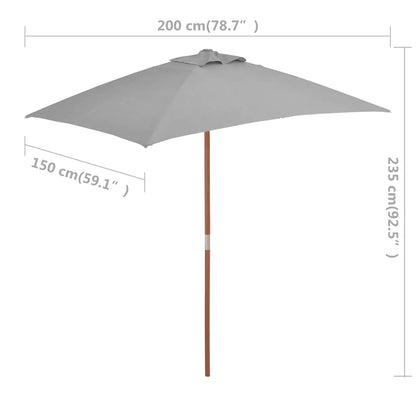 Sonnenschirm mit Holz-Mast 150x200 cm Anthrazit