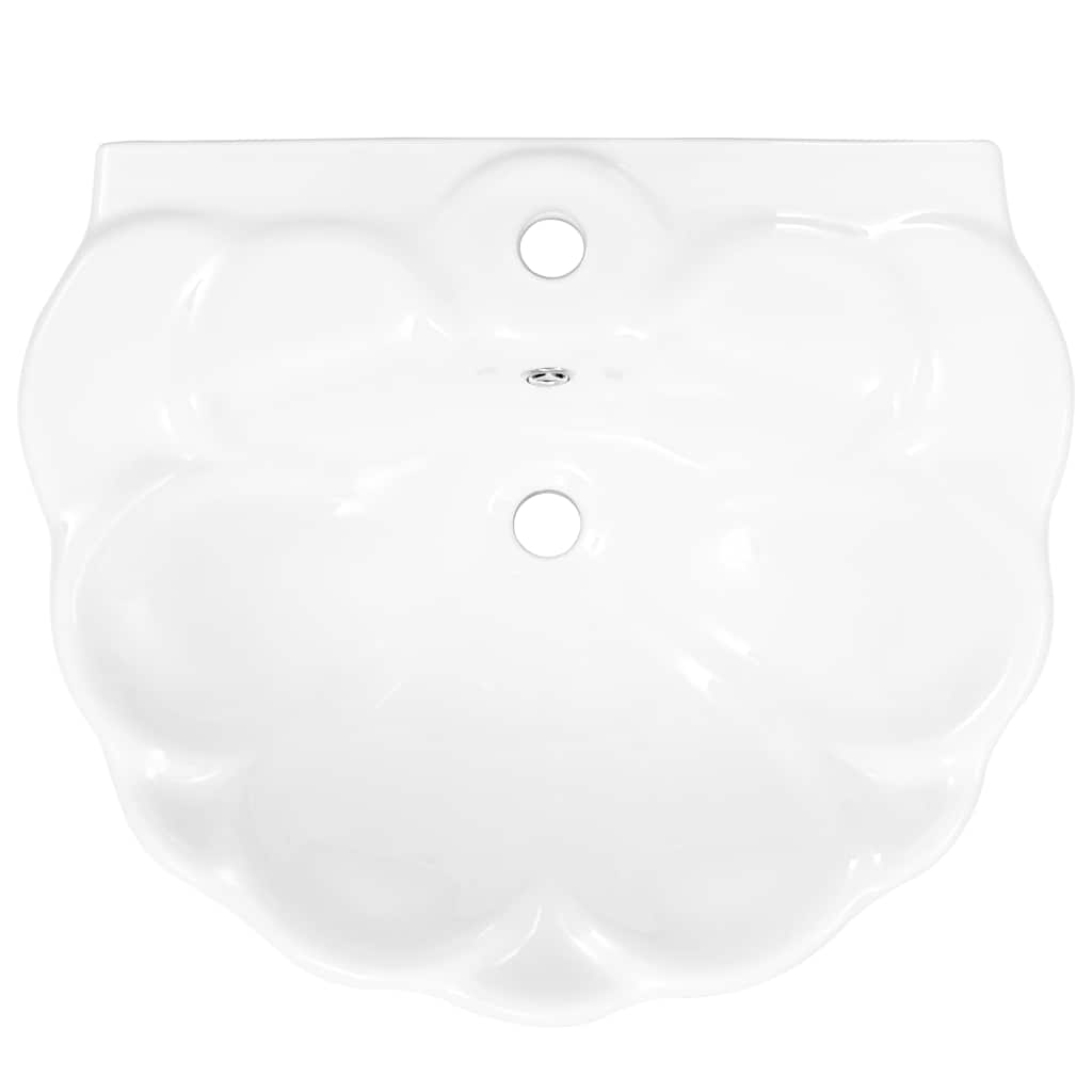 Freistehendes Waschbecken mit Säule Keramik Weiß 580x510x200 mm