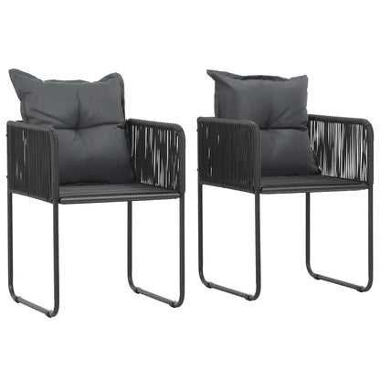 Gartenstühle 2 Stk. mit Polstern Poly Rattan Schwarz