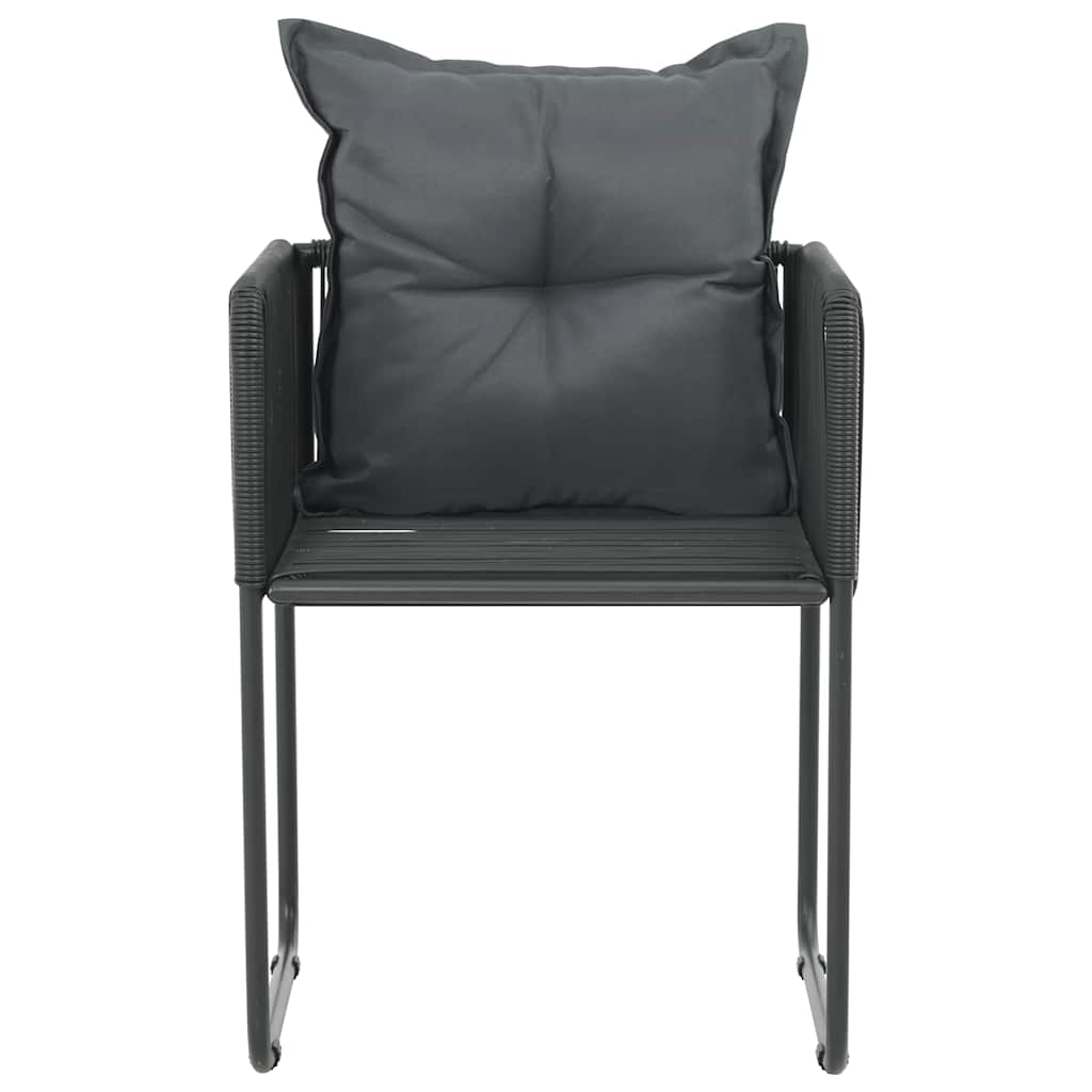 Gartenstühle 2 Stk. mit Polstern Poly Rattan Schwarz